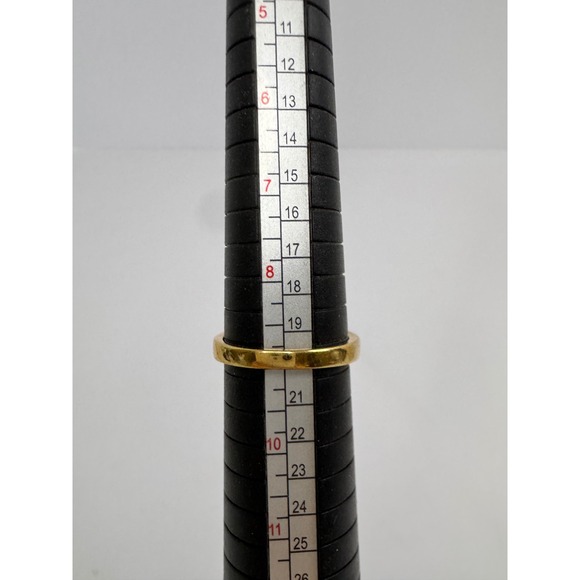 Gold Tone Champagne Emerald Cut Cubic Zirconia Three Stone Statement Ring Size 9 - Picture 4 of 5